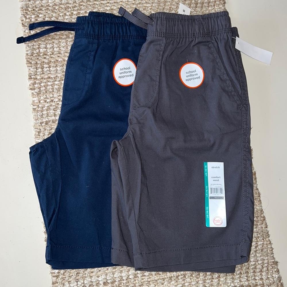 NWT! Boys Shorts, Blue, Gray, comfort waist, Large, 10-12, sold together. 😊